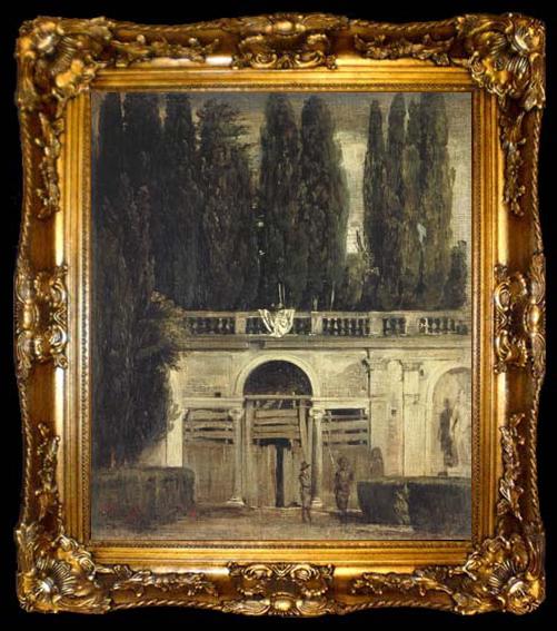 framed  Diego Velazquez La Villa Medicis a Rome (deux hommes a l